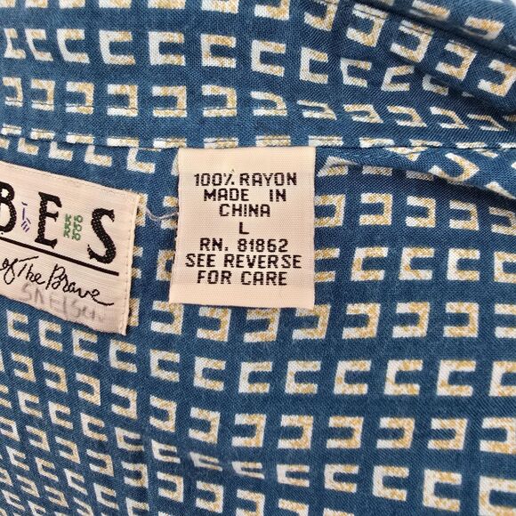 Vintage Tribes From the Land of the Brave Teal Button Front Short Sleeve Shirt L - Picture 5 of 7